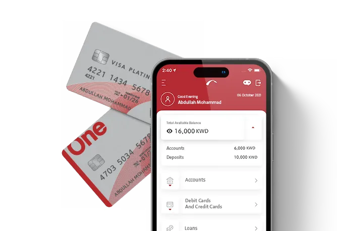 A User interface of Boubyan Bank Mobile App