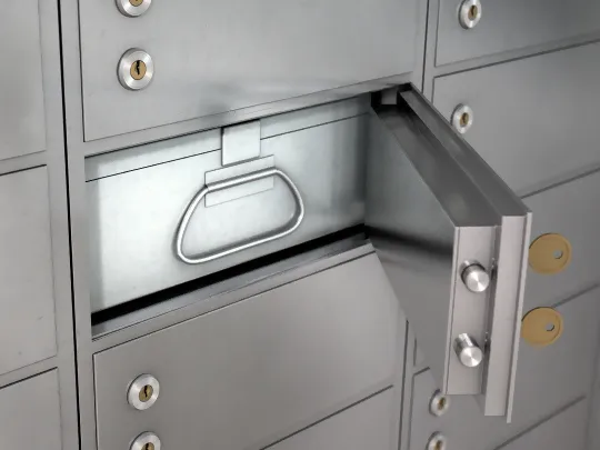 An image showing the safe deposit box opened.
