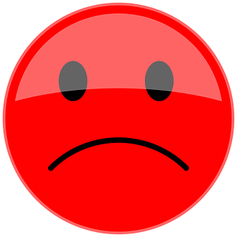Unhappy face red icon