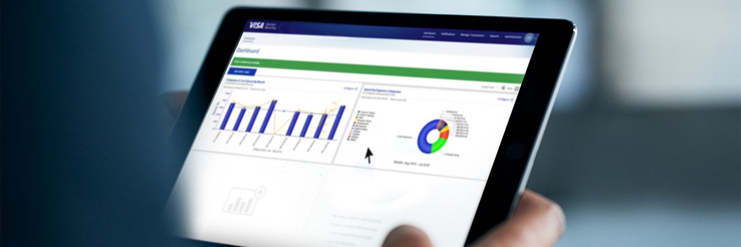 VISA reporting tool on an Ipad for business banking
